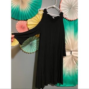 cold shoulder black long sleeve dress